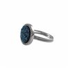 Image 2 : Rhodium Plated Sterling Silver, 15Mm Round Circle, 12Mm Blue Druzy Natural Stone With CZ Border, Adj