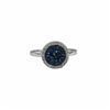 Image 1 : Rhodium Plated Sterling Silver, 11Mm Round Circe, 8Mm Blue Druzy Natural Stone With CZ Border, Ring 