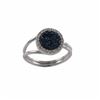 Image 1 : Rhodium Plated Sterling Silver, 11Mm Round Circle, 8Mm Blue Druzy Natural Stone With CZ Border, Adju