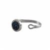 Image 2 : Rhodium Plated Sterling Silver, 11Mm Round Circle, 8Mm Blue Druzy Natural Stone With CZ Border, Adju