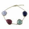 Image 2 : Gold Over Sterling Silver Semi Precious Stones Bracelet- 7.5" 1"
