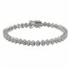 Image 1 : Rhodium Plated Sterling Silver &Quot;V&Quot; Shaped CZ Bracelet With Safety Clasp, 7.5&Quot;