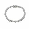 Image 2 : Rhodium Plated Sterling Silver &Quot;V&Quot; Shaped CZ Bracelet With Safety Clasp, 7.5&Quot;