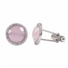 Image 1 : Rose Quartz Semi Precious Faceted Stone With CZ Border, Rhodium Plated Sterling Silver, 15Mm Round C