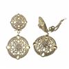 Image 1 : Matte Gold Plated Sterling Silver Filigree Cirlces With CZ Clip Earrings -1.42