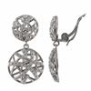 Image 1 : Rhodium Plated Sterling Silver Double Circle CZ Clip Earrings, 1.22