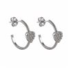 Image 1 : Rhodium Plated Sterling Silver Huggy Hoop Post Earrings With CZ Heart, 0.67&Quot;