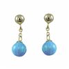 Image 1 : Blue 6Mm Opal Ball On Gold Tone Sterling Silver Post Long Earrings, 18Mm Long