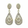 Image 1 : Gold Plated Sterling Silver Teardrop Swirl CZ Post Earrings, 1.14"