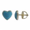 Image 1 : Turquoise Enamel 7X8mm Heart Stud, Gold Plated Sterling Silver Post, Screw Back Earrings