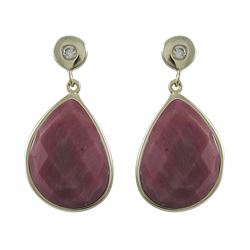 Rhodontie (Pink) Semi Precious Faceted Stone On Gold Plated Sterling Silver Post Earrings, 1.10&Quot