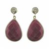 Image 1 : Rhodontie (Pink) Semi Precious Faceted Stone On Gold Plated Sterling Silver Post Earrings, 1.10&Quot