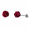 Image 1 : Red 6Mm Flower, Sterling Silver Post Stud Earrings