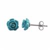 Image 1 : Turquoise 7Mm Flower On Rhodium Plated Sterling Silver Post, Stud Earrings