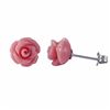 Image 1 : Pink 8Mm Flower, Sterling Silver Post Stud Earrings