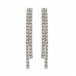 Rhodium Plated Sterling Silver Two Row CZ Post Earrings, 2.20