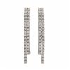 Image 1 : Rhodium Plated Sterling Silver Two Row CZ Post Earrings, 2.20