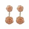 Image 1 : 6Mm And 8Mm Peach Rose Flower Dangling, Gold Plated Sterling Silver Post Earrings, 0.79