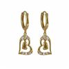 Image 1 : Gold Plated Sterling Silver, 9X11mm Open Heart With AAA CZ And Dangling Heart, Huggie Earrings, 0.94
