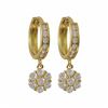 Image 1 : Gold Plated Sterling Silver AAA CZ Dangling Flower Huggie Earrings, 0.75