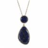 Image 1 : Lapis/Lazurite Faceted Semi Precious Stone With CZ Border, 12Mm Round Circle, Gold Plated Sterling S