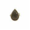 Image 1 : Smoky Quartz Semi Precious 13X20 Faceted Teardrop Stone, Gold Plated Sterling Silver CZ Adjustable R