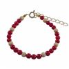 Image 1 : Red 4Mm Balls And Gold Filled 4Mm Laser Balls Bracelet, 5" 1"