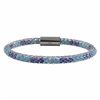 Image 1 : Aqua & Sapphire Crystal, In Rhodium Over Stainless Steel Mesh Bracelet, 7