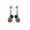 Image 1 : 6Mm Labradorite(Grey) And 4Mm Lapis Semi Precious Ball On Gold Tone Sterling Silver Ball Post Earrin