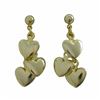 Image 1 : Gold Tone Brass Three Dangling Hearts On Ball Post Earrings- 1.15"