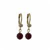 Image 1 : Garnet 6Mm Crystal Ball On Gold Tone Brass Lever Back With Crystal Earrings- 0.94