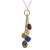 Image 1 : Smokey And Blue Quartz Combination Semi Precious Stones Lariat Style On Gold Tone Brass Chain -16