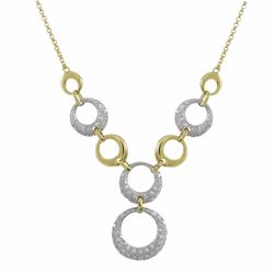 Sterling Silver-TT-CZ Circle Necklace