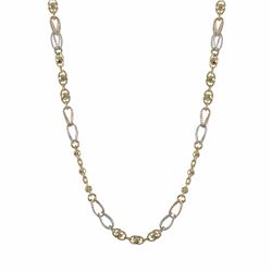 Tri Color Brass Disco Ball Link Chain Necklace, 17.5