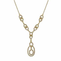 Gold Over Sterling Silver Necklace, White Czs