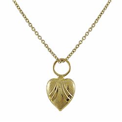 Gold Heart Pendant  Silver Chain