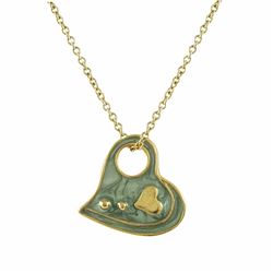 GLD GRN ENAMEL HEART PEND