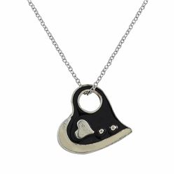 SR. BLKWHT  ENAMEL HEART PEND