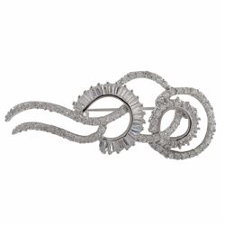Rhodium Plated Sterling Silver, CZ Circles Brooch/Pin Dimensions: 22.87Mm Long X 52.25Mm Wide X 3Mm 