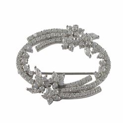 Rhodium Plated Sterling Silver CZ Brooch/Pin