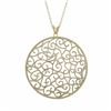 Image 1 : Gold Plated Sterling Silver, 51Mm Round Filigree Circle Pendant With Light Yellow CZ Border, 2.36