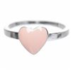 Image 1 : Pink Enamel Heart Sterling Silver Ring Size 5