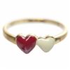 Image 1 : Red And White Enamel Hearts Gold Tone Sterling Silver Ring Size 7