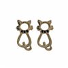 Image 2 : Gold Cat With Black Enamel Dots Post Earrings & Necklace Set Brass