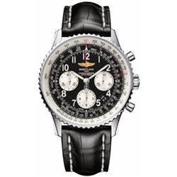 Breitling Navitimer Navitimer 01 (43Mm) Black Arabic Chronograph Crocodile Strap  Men Watch