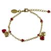 Image 1 : Red Enamel Heart Charms On A Gold Tone Brass Bracelet, 6