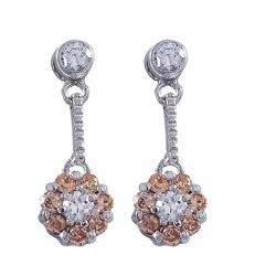 Sterling Silver-Cz Dangling Post Earring