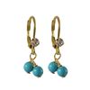 Image 1 : Two Turquoise 4Mm Balls On Gold Tone Brass Lever Back With Crytal Earrings