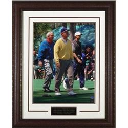 Tiger Woods Unsigned 96 Masters 11X14 Photo Walking Leather Framed W/ Arnold Palmer & Jack Nicklaus