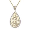 Image 1 : Sterling Silver Two Tone 26X40mm Filigree Teardrop Pendant With White CZ Border- 2